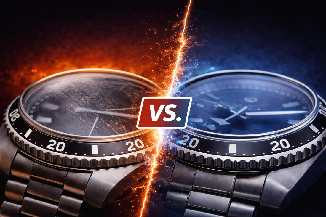 Dress watch vs sport watch comparison with contrasting design styles and materials