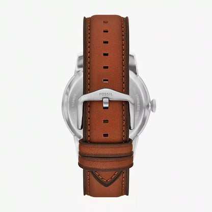 Men'S Automatic Watch Black round Dial Leather Strap Vintage Casual Wristwatch for Daily Wear Watches Man