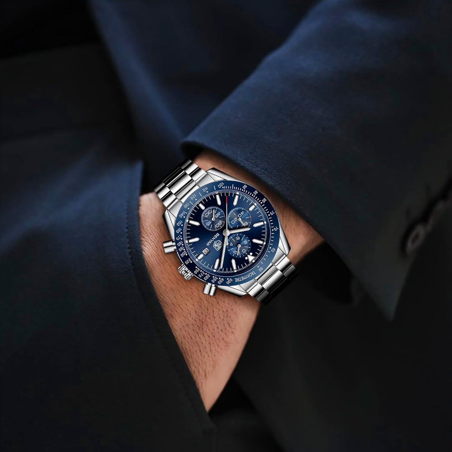 BY BENYAR Relojes Para Hombre Cronógrafo Analógico Movimiento De Cuarzo Impermeable Luminoso Fecha Reloj De Pulsera Negocios Casual Diseñador Relojes Elegante Regalo Para Hombres