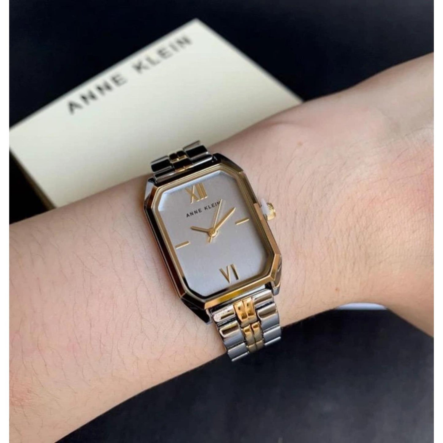 Anne Klein AK/3775SVTT – Women’s Two-Tone Dress Watch with Silver Dial