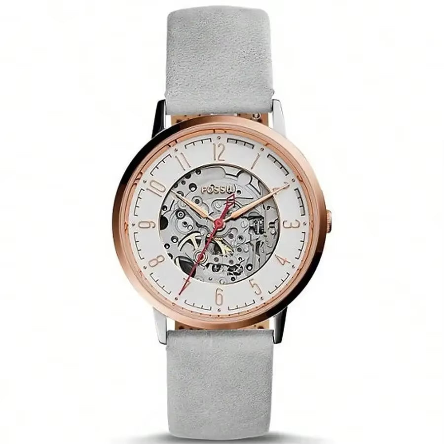 Men'S Automatic Skeleton Watch Stainless Steel Leather Strap Fashionable Timepiece Trendy Business Style Watch for Men