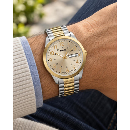 Timex South Street Sport T2M935WX – Two-Tone Day-Date Watch with Expansion Bracelet