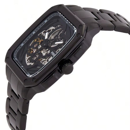 Automatic Skeleton Gold Dial Gold Steel Strap Watch for Men Hollow Out Design Trendy and Fashionable Suitable Watches Man