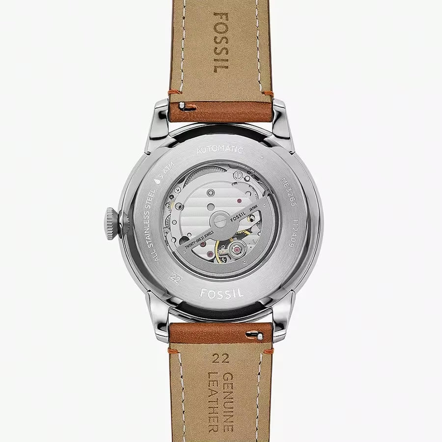 Men'S Automatic Watch Black round Dial Leather Strap Vintage Casual Wristwatch for Daily Wear Watches Man