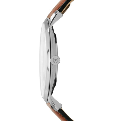 Reloj de hombre Fossil Minimalist FS5304 con esfera azul y correa de cuero marrón