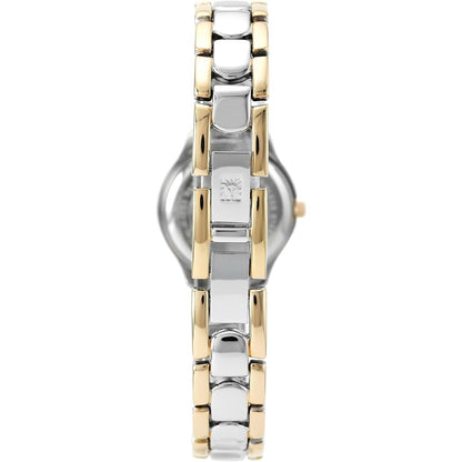 Vista trasera del brazalete bicolor oro y plata del reloj Anne Klein 10/6777SVTT con cierre central grabado