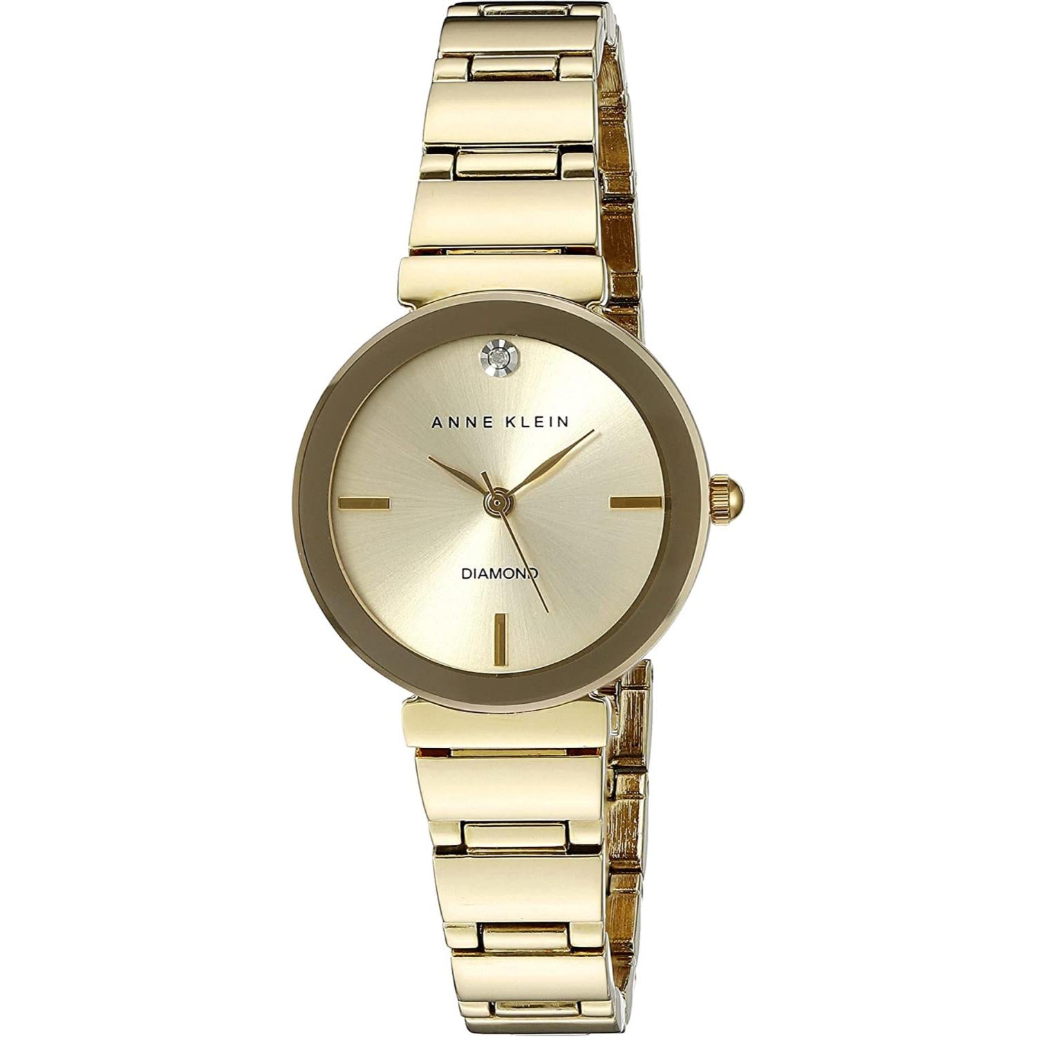 Reloj Anne Klein AK/2434CHGB dorado para mujer con detalle diamond, vista frontal