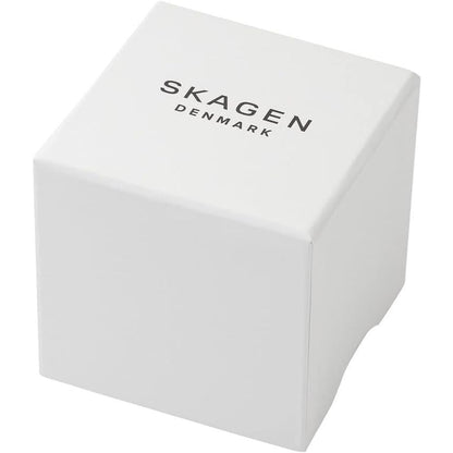 Caja original Skagen en color blanco incluida con el reloj Skagen Signatur Lille SKW3123, vista frontal del estuche de presentación