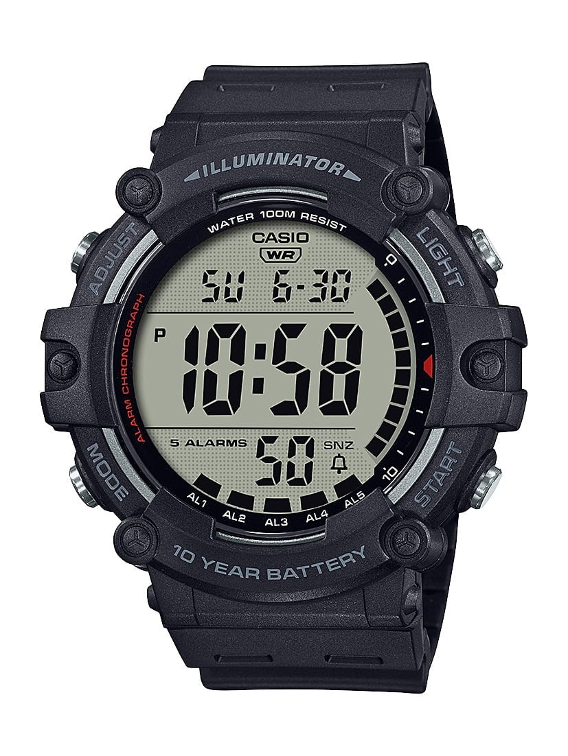 Reloj Casio AE-1500WH-1AV digital deportivo negro, pantalla grande, resistente al agua 100M y batería 10 años.