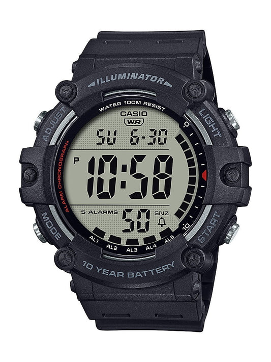 Reloj Casio AE-1500WH-1AV digital deportivo negro, pantalla grande, resistente al agua 100M y batería 10 años.