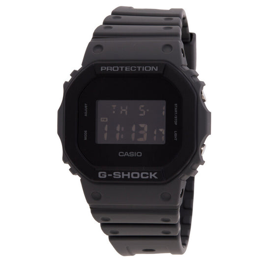 Casio G-Shock DW-5610UU-8DR men’s digital watch with a dark gray resin case and strap, square negative digital display, and tonal black G-Shock bezel details.