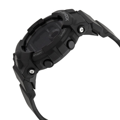 Casio G-Shock G-Squad GBD-800-1B men’s digital sport watch with a black side profile, exposed push buttons, visible case screws, and a matching black resin strap.