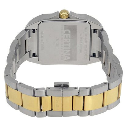 Certina DS Trust C019.510.22.031.00 with an engraved stainless steel caseback, gold-tone crown, and two-tone bracelet with matching fold-over clasp.