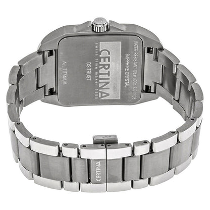 Certina DS Trust C019.510.44.081.00 with an engraved titanium caseback, integrated titanium bracelet, and matching fold-over clasp.