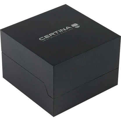 Certina original watch presentation box in black with Certina logo on the lid.