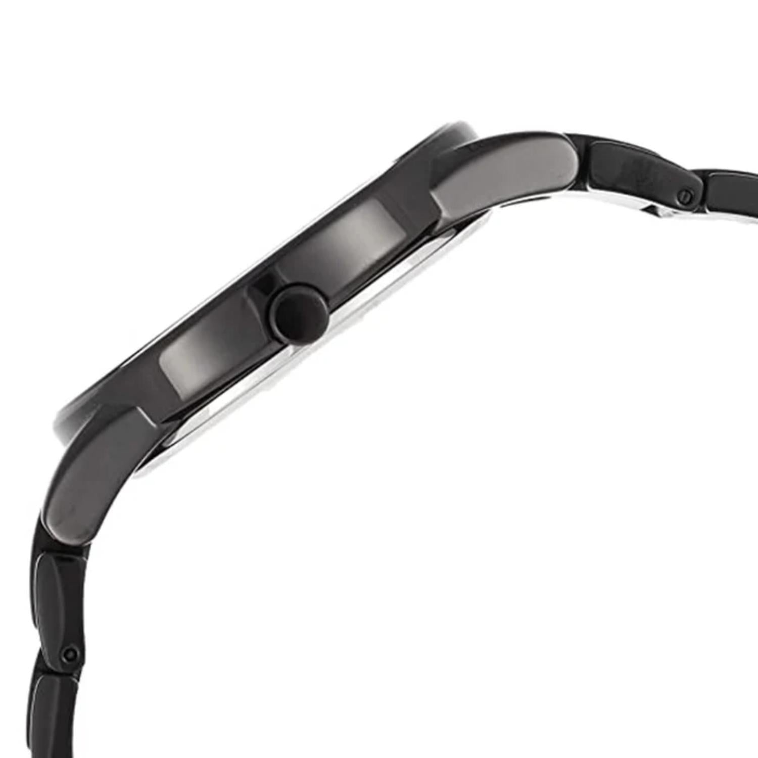 Citizen AU1065-58E side profile showing ultra slim black case, crown detail and sleek minimalist design