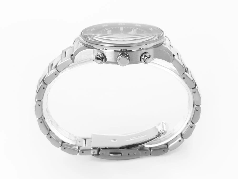 Reloj Citizen CA0690-88L plateado, vista lateral del perfil de la caja y el brazalete