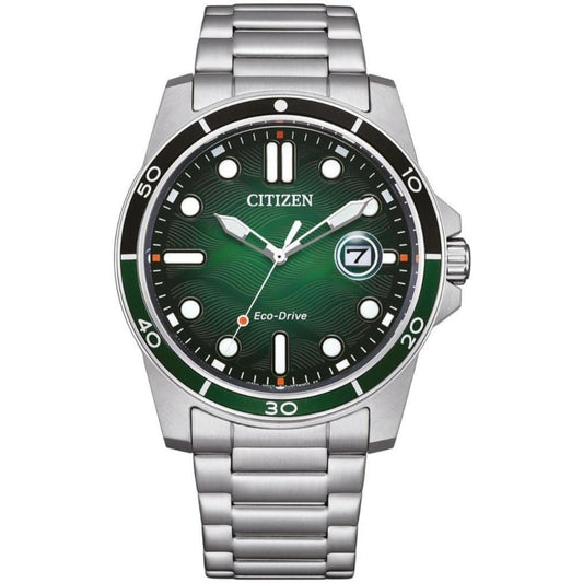 Citizen AW1811-82X Watch – Eco-Drive Steel with Green Dial