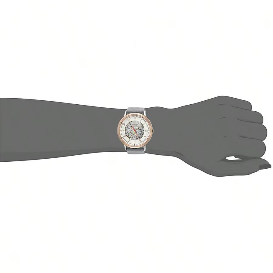 Men'S Automatic Skeleton Watch Stainless Steel Leather Strap Fashionable Timepiece Trendy Business Style Watch for Men