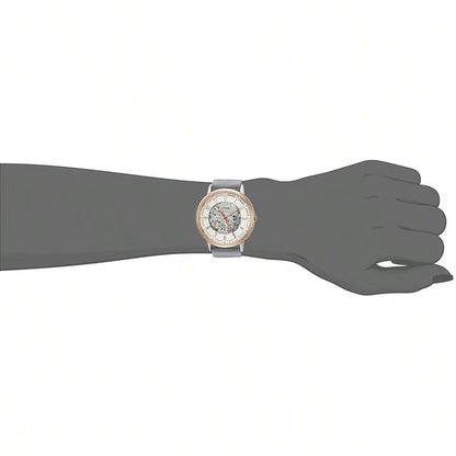 Men'S Automatic Skeleton Watch Stainless Steel Leather Strap Fashionable Timepiece Trendy Business Style Watch for Men