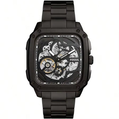 Automatic Skeleton Gold Dial Gold Steel Strap Watch for Men Hollow Out Design Trendy and Fashionable Suitable Watches Man