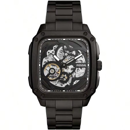 Automatic Skeleton Gold Dial Gold Steel Strap Watch for Men Hollow Out Design Trendy and Fashionable Suitable Watches Man