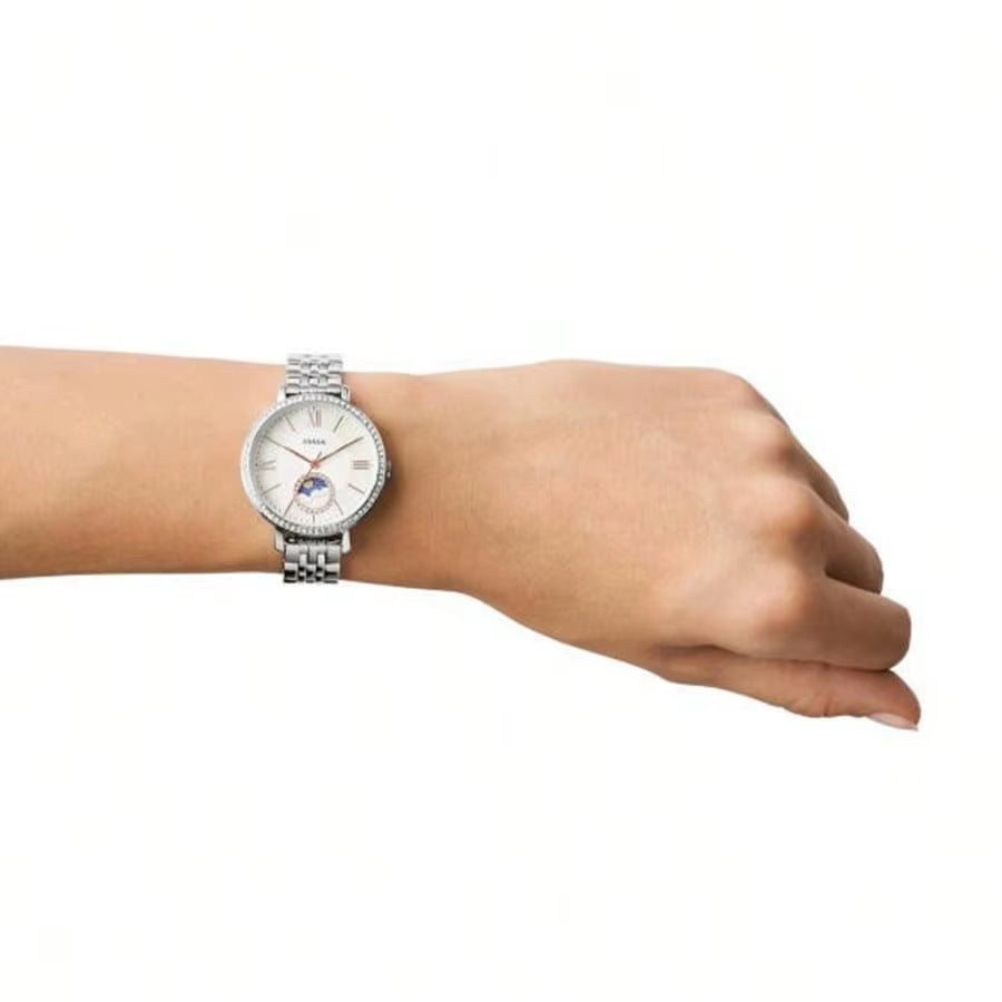 Jacqueline Sun Moon Women'S Quartz Watches Multifunction with White Dial Elegant Fashionablefo Watches for Woman ES5164