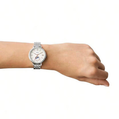 Jacqueline Sun Moon Women'S Quartz Watches Multifunction with White Dial Elegant Fashionablefo Watches for Woman ES5164