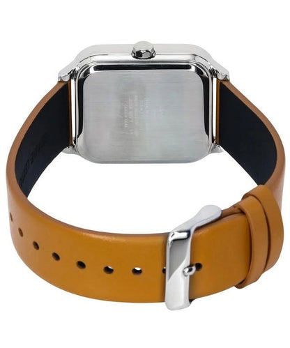 Standard Analog Moon Phase Leather Strap Black Dial Quartz MTP-M305L-1A Men'S Watch