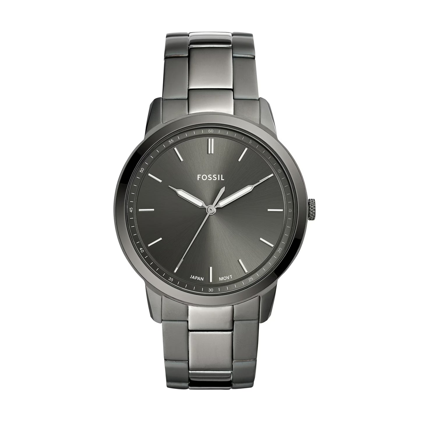 Reloj Fossil Minimalist FS5304 smoke gris, esfera y brazalete metálico, diseño elegante y moderno.