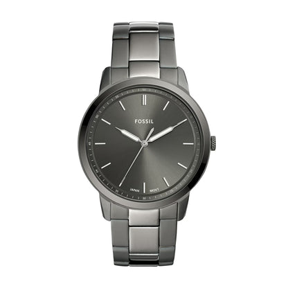 Reloj Fossil Minimalist FS5304 smoke gris, esfera y brazalete metálico, diseño elegante y moderno.