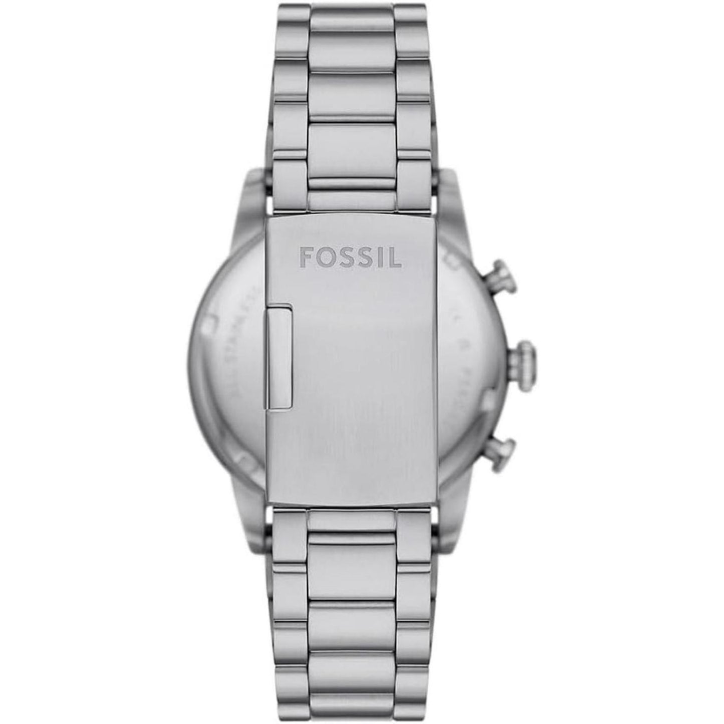 Fossil FS6047 stainless steel bracelet with Fossil signed clasp and link design.