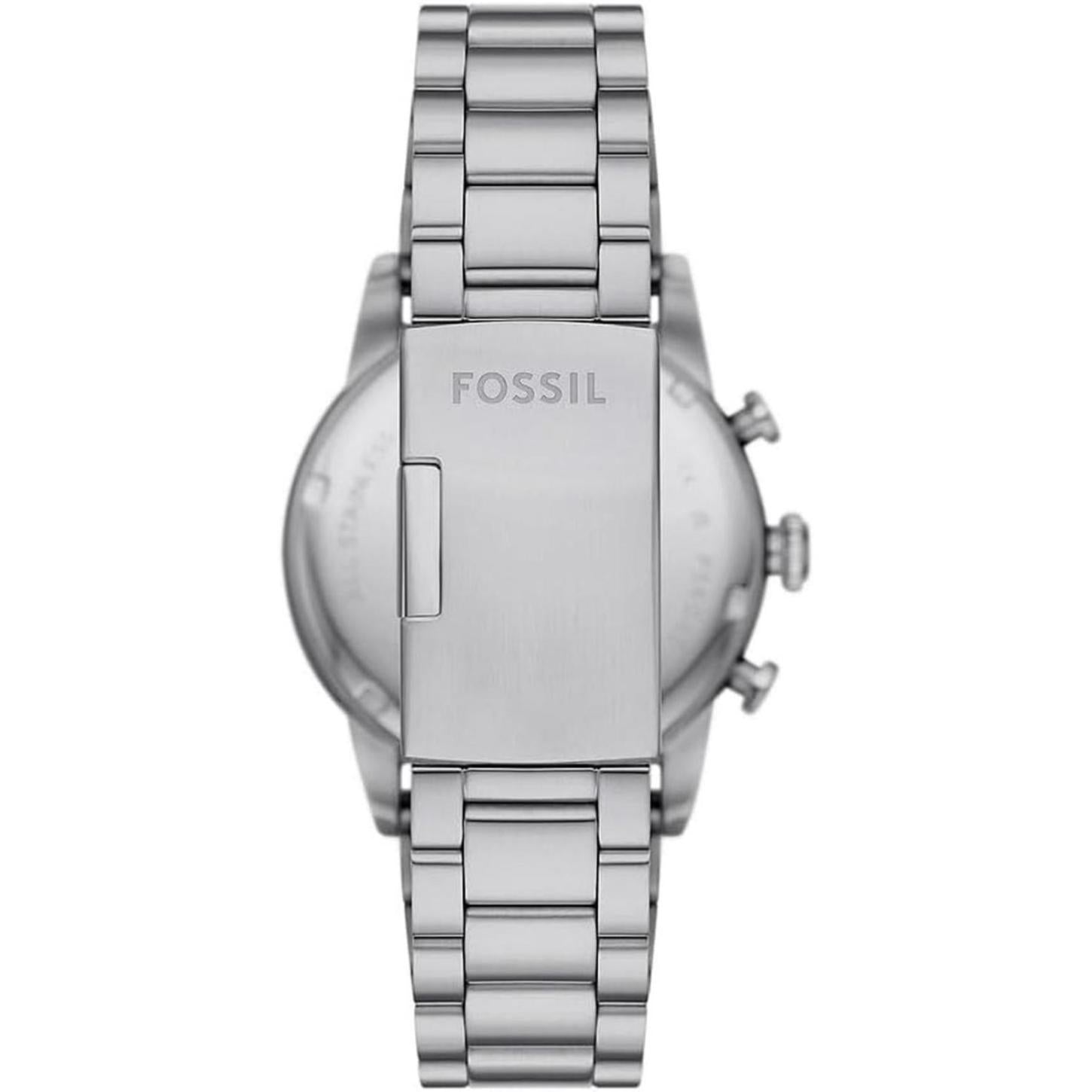 Fossil FS6047 stainless steel bracelet with Fossil signed clasp and link design.