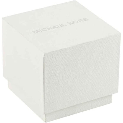 caja original del reloj Michael Kors Pyper MK2747 en color blanco con logotipo en la parte superior, estuche incluido con el reloj