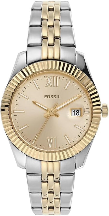 Reloj Fossil para mujer bicolor en acero y dorado con esfera dorada y fechador.
