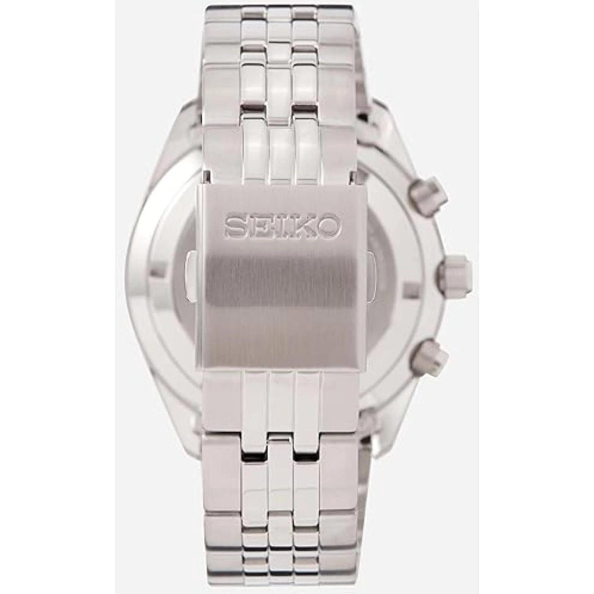 Seiko SSB425P1 stainless steel bracelet with signed Seiko clasp and brushed finish detail.