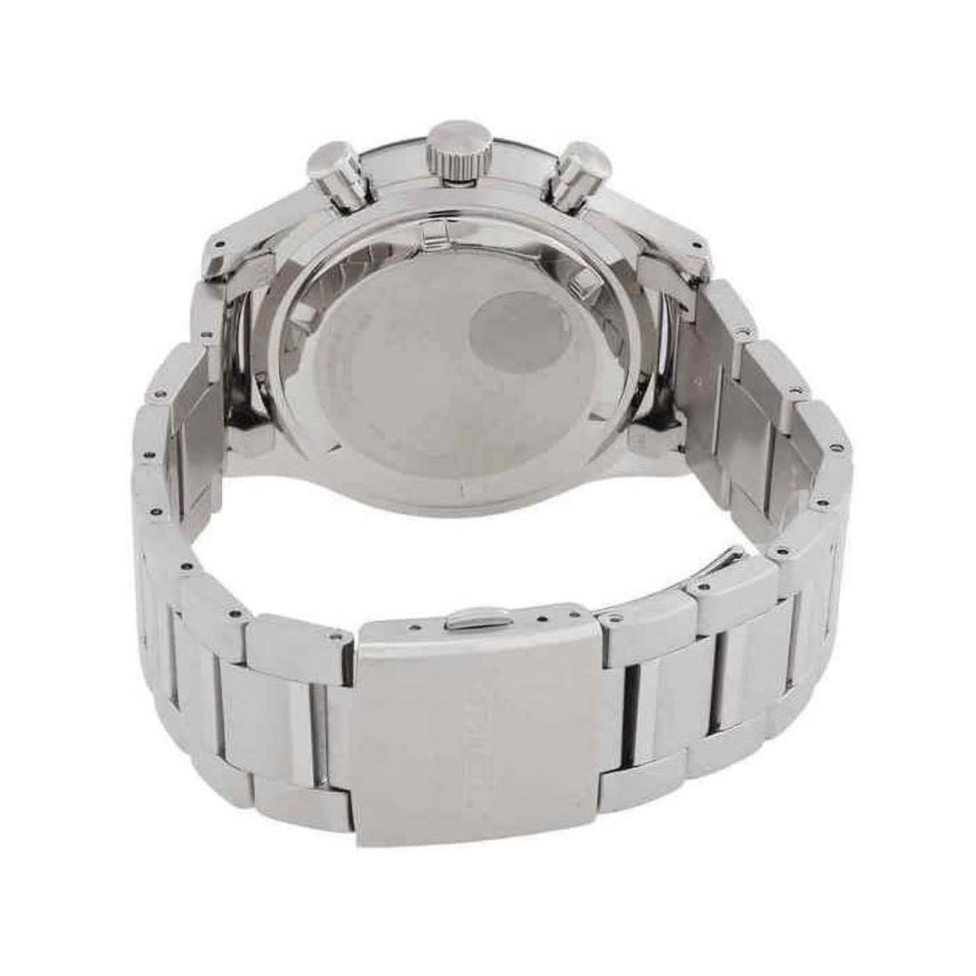 Seiko SSB445P1 with stainless steel caseback, stainless steel case and stainless steel bracelet with folding clasp.