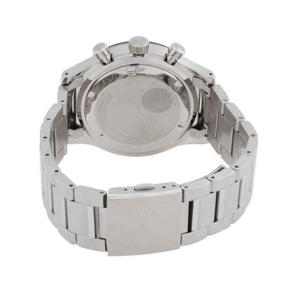 Seiko SSB445P1 with stainless steel caseback, stainless steel case and stainless steel bracelet with folding clasp.