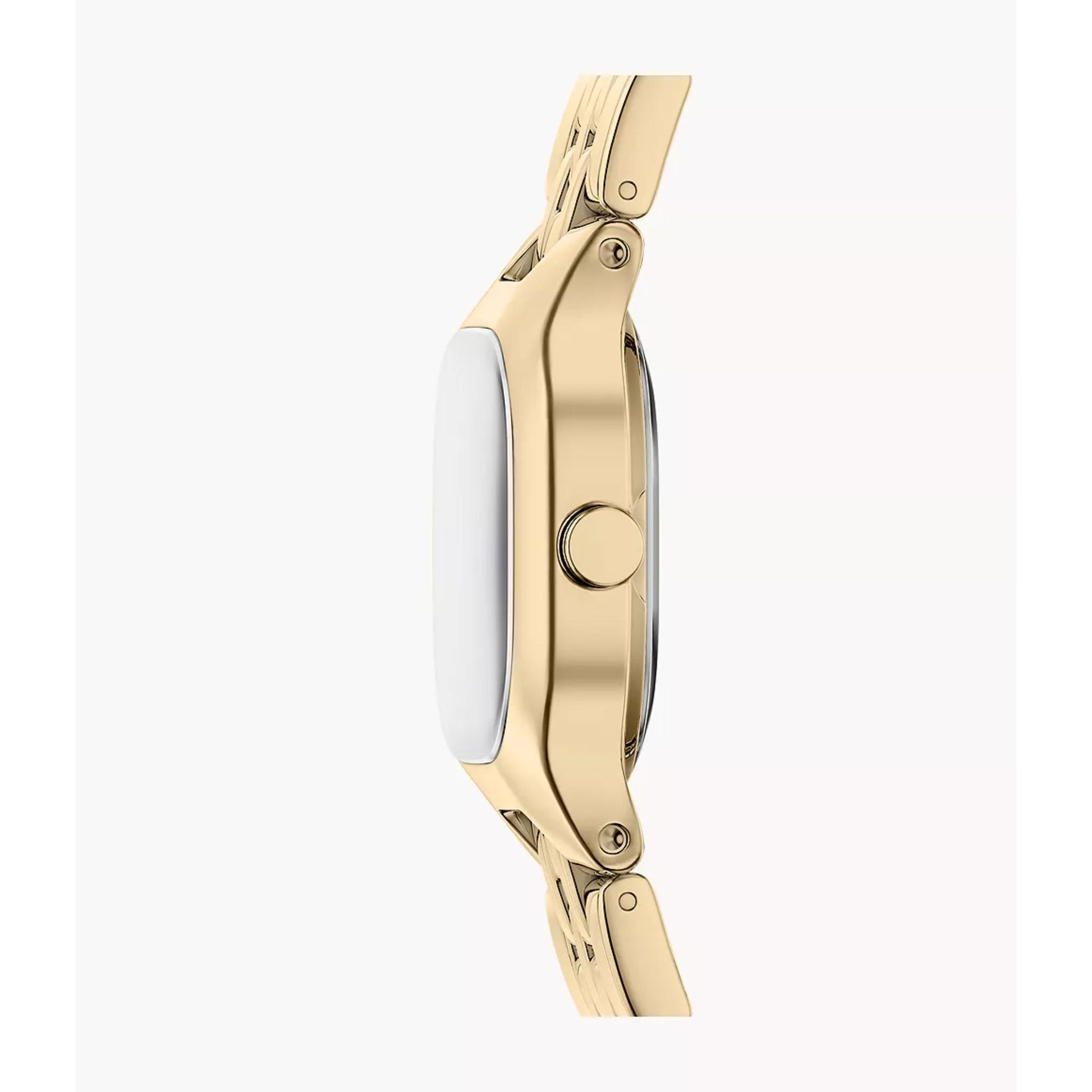 Skagen Mellem Micro SKW3177 with side profile gold-tone case, side crown, slim case shape, and gold-tone stainless steel bracelet.