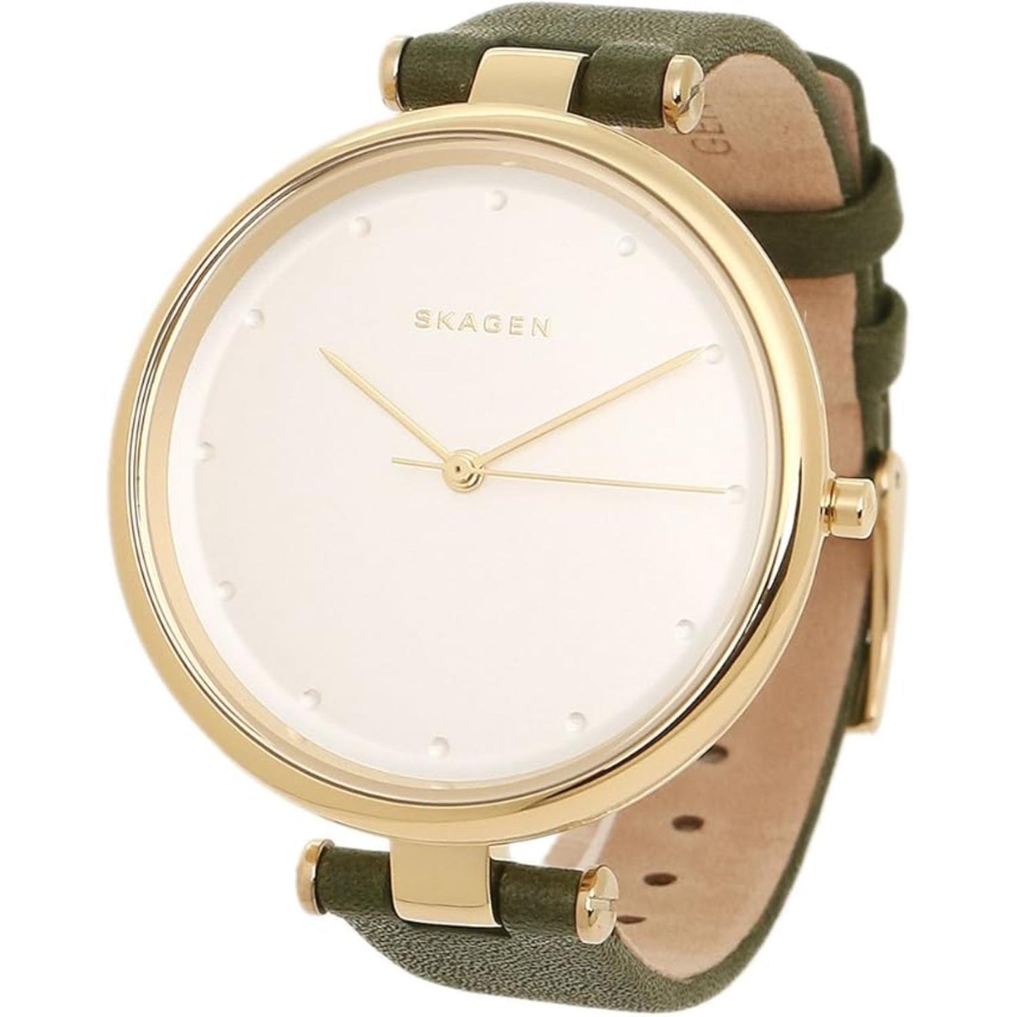 skagen-skw2483-close-up-white-dial-gold-case-green-strap
