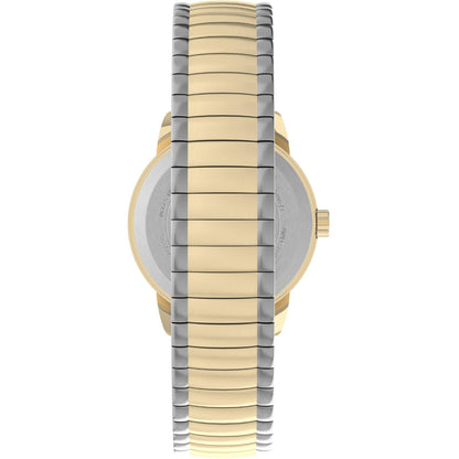 Timex Easy Reader 25mm rear bracelet view showing the two-tone stainless steel expansion band and stainless steel caseback.