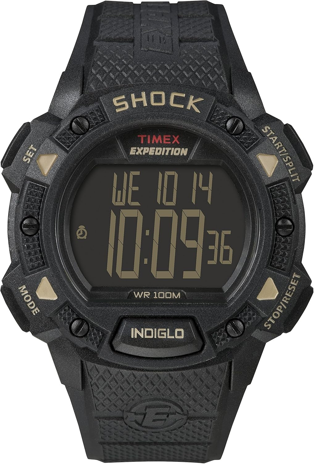 Reloj digital Timex Expedition Shock para hombre con pantalla LCD, caja resistente a golpes y correa de resina.