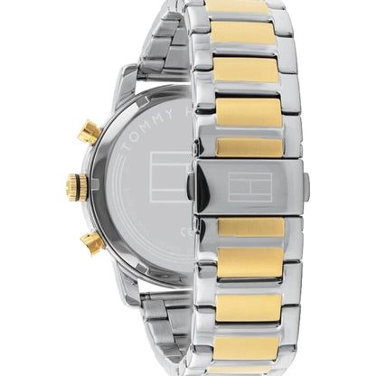 Tommy Hilfiger 1791539 with stainless steel caseback, two-tone stainless steel case and bracelet with signed clasp.